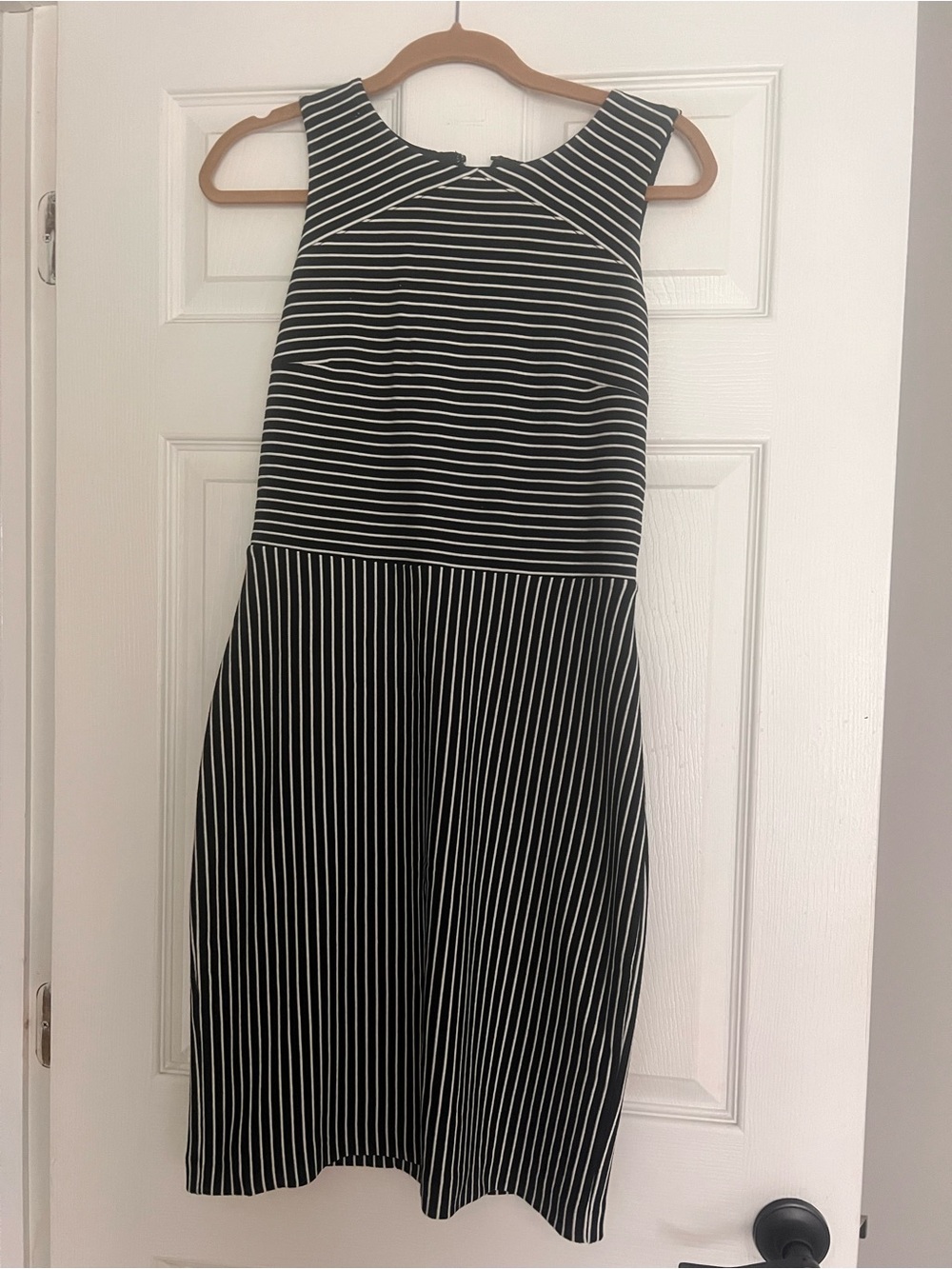 Banana Republic Black and White Striped Midi Dress